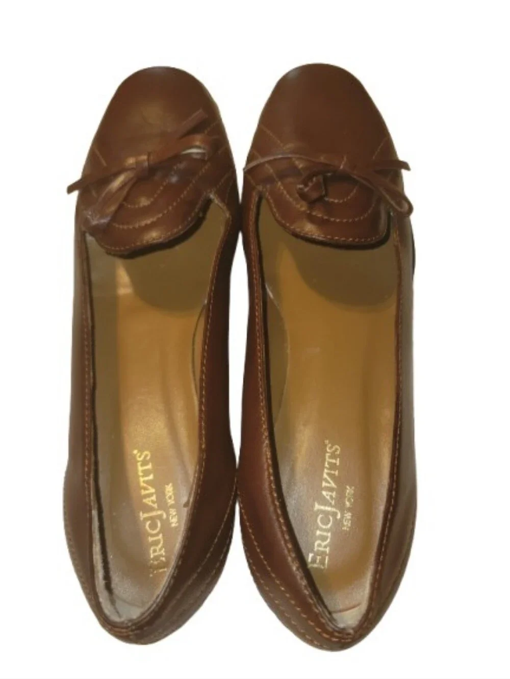 Eric Javits Brown Leather Knot-Front Flats